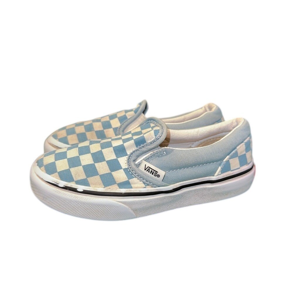 Vans Kids Checkerboard Slip-On Blue White Sneakers VN0007698 Size 12C Preschool‎